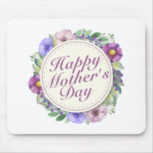 Elegant Happy Mother's Day Floral Frame Mousepad