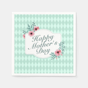 Elegant Happy Mother's Day Floral Frame Napkin