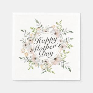 Elegant Happy Mother's Day Floral Frame Napkin