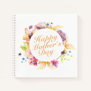 Elegant Happy Mother's Day Floral Frame Notebook