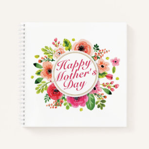 Elegant Happy Mother's Day Floral Frame Notebook