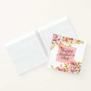 Elegant Happy Mother's Day Floral Frame Notebook