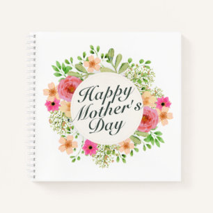 Elegant Happy Mother's Day Floral Frame Notebook