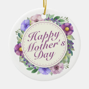 Elegant Happy Mother's Day Floral Frame Ornament