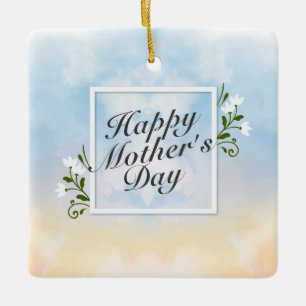 Elegant Happy Mother's Day Floral Frame Ornament