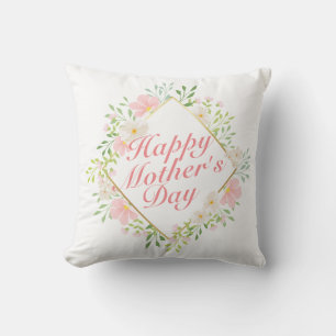 Elegant Happy Mother's Day Floral Frame   Pillow