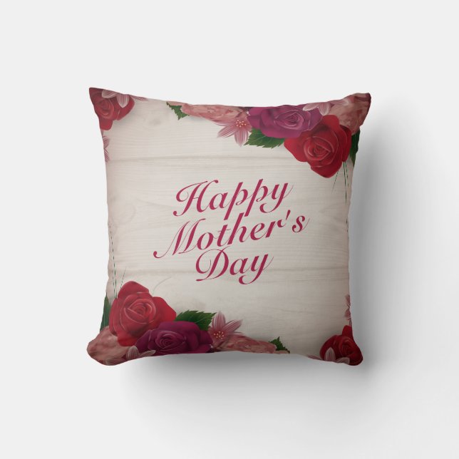 Elegant Happy Mother's Day Floral Frame | Pillow (Front)