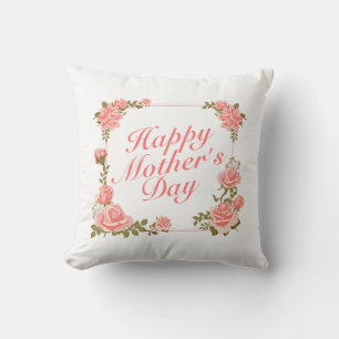 Elegant Happy Mother's Day Floral Frame   Pillow