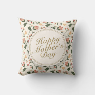 Elegant Happy Mother's Day Floral Frame   Pillow