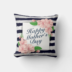 Elegant Happy Mother's Day Floral Frame   Pillow