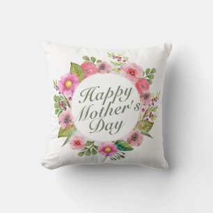 Elegant Happy Mother's Day Floral Frame Pillow