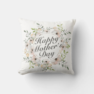Elegant Happy Mother's Day Floral Frame   Pillow