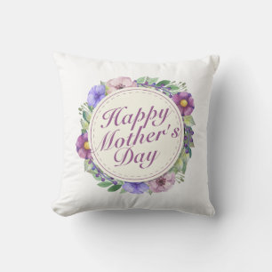 Elegant Happy Mother's Day Floral Frame   Pillow