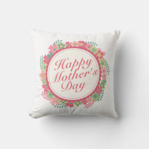 Elegant Happy Mother's Day Floral Frame   Pillow