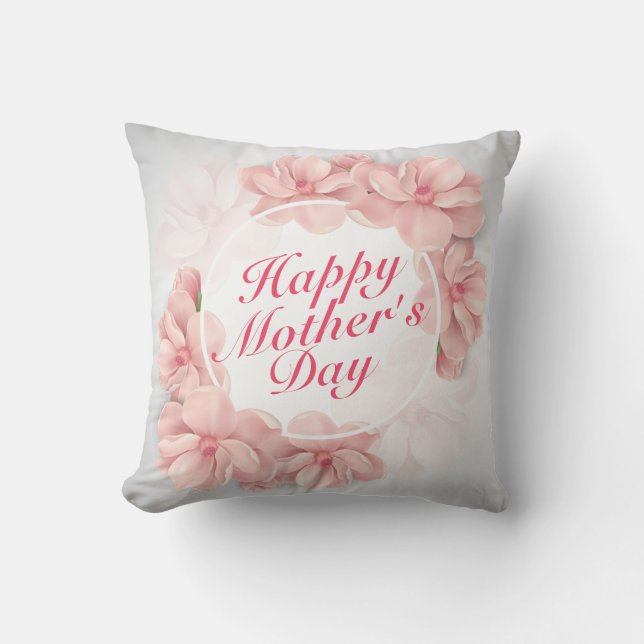 Elegant Happy Mother's Day Floral Frame | Pillow (Front)