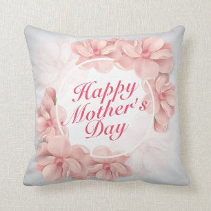Elegant Happy Mother's Day Floral Frame   Pillow
