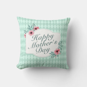 Elegant Happy Mother's Day Floral Frame Pillow