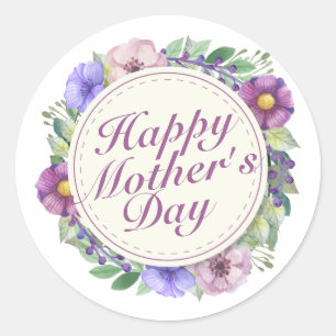 Elegant Happy Mother's Day Floral Frame Sticker