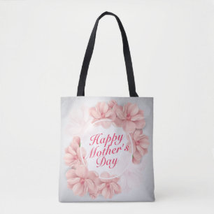 Elegant Happy Mother's Day Floral Frame Tote Bag