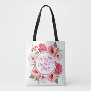 Elegant Happy Mother's Day Floral Frame Tote Bag