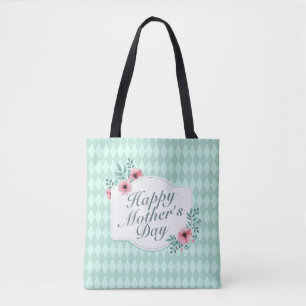 Elegant Happy Mother's Day Floral Frame Tote Bag