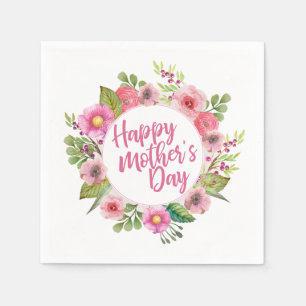 Elegant Happy Mother's Day Floral Napkin