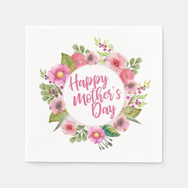 Elegant Happy Mother's Day Floral | Napkin (Front)