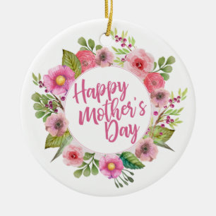 Elegant Happy Mother's Day Floral   Ornament