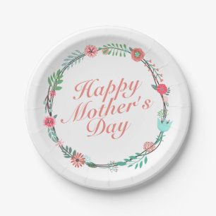 Elegant Happy Mother's Day Floral Paper Plate
