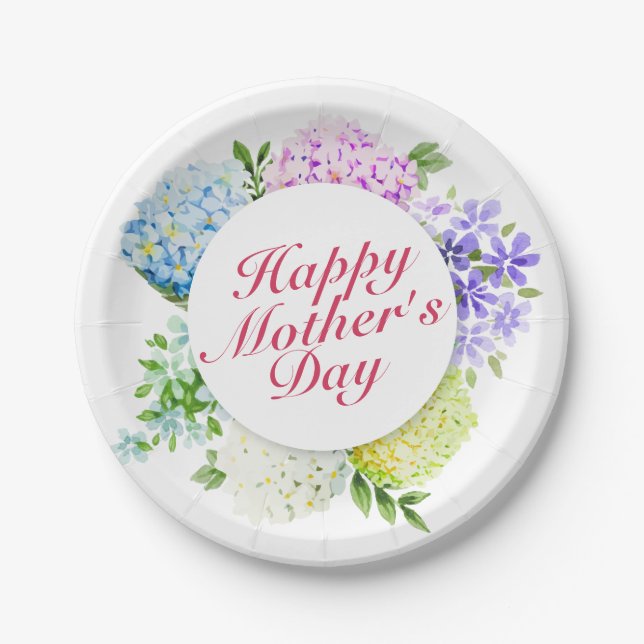 Elegant Happy Mother's Day Floral Paper Plate (Front)