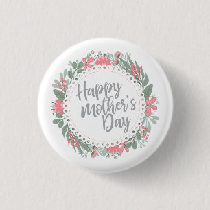 Elegant Happy Mother's Day Floral Pin Button