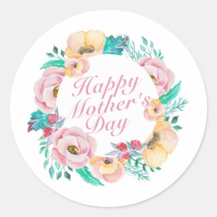Elegant Happy Mother's Day Floral   Sticker Seal