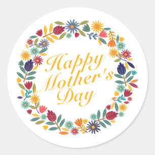 Elegant Happy Mother's Day Floral   Sticker Seal