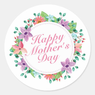 Elegant Happy Mother's Day Floral   Sticker Seal