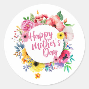 Elegant Happy Mother's Day Floral   Sticker Seal