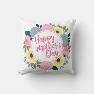 Elegant Happy Mother's Day Floral   Throw Pillow