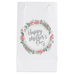 Elegant Happy Mother's Day Floral Wreath Gift Bag