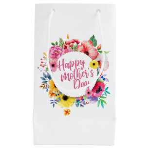 Elegant Happy Mother's Day Floral Wreath Gift Bag