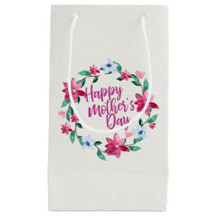 Elegant Happy Mother's Day Floral Wreath Gift Bag