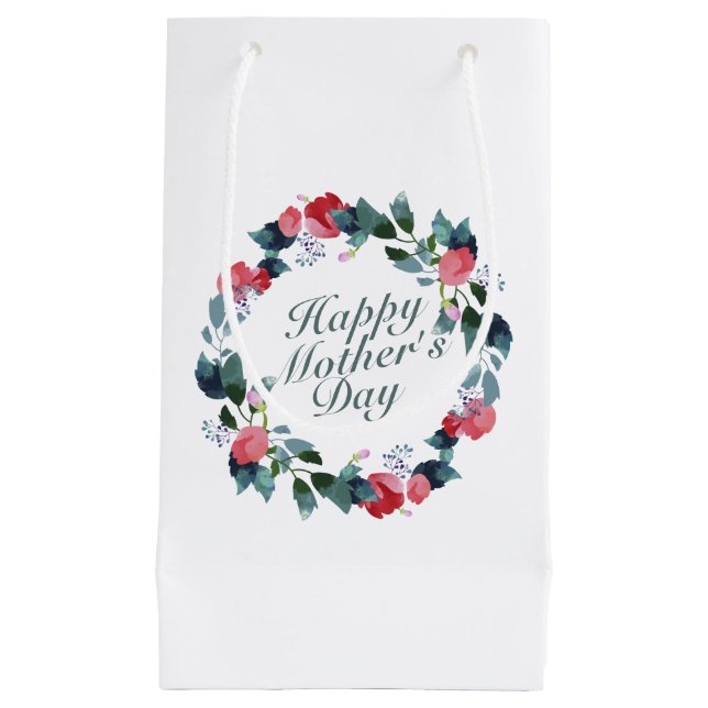 Elegant Happy Mother's Day Floral Wreath Gift Bag (Front)