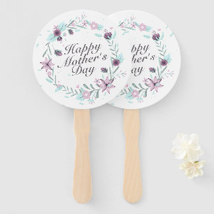 Elegant Happy Mother's Day Floral Wreath Hand Fan