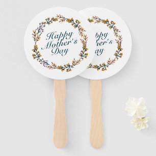 Elegant Happy Mother's Day Floral Wreath Hand Fan