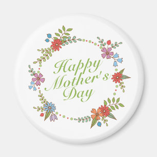 Elegant Happy Mother's Day Floral Wreath   Magnet