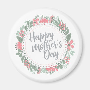 Elegant Happy Mother's Day Floral Wreath   Magnet