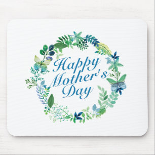 Elegant Happy Mother's Day Floral Wreath Mousepad