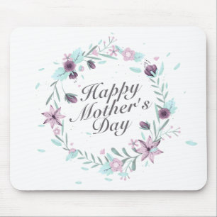 Elegant Happy Mother's Day Floral Wreath Mousepad