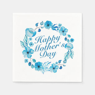 Elegant Happy Mother's Day Floral Wreath Napkin