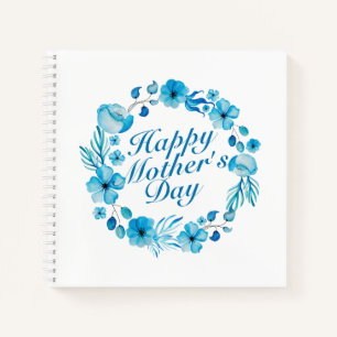 Elegant Happy Mother's Day Floral Wreath Notebook
