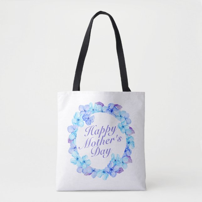 Elegant Happy Mother's Day Floral Wreath Tote Bag (Front)