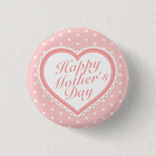 Elegant Happy Mother's Day Pink Hearts Button